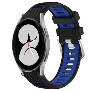 For Samsung Galaxy Watch4 40mm 20mm Sports Two-Color Steel Buckle Silicone Watch Band(Black+Blue)