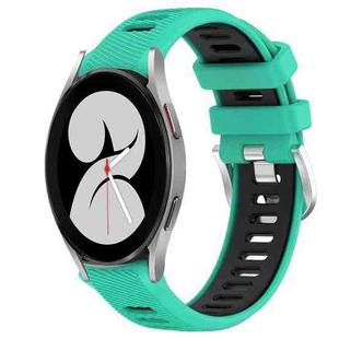 For Samsung Galaxy Watch4 40mm 20mm Sports Two-Color Steel Buckle Silicone Watch Band(Lake Blue+Black)