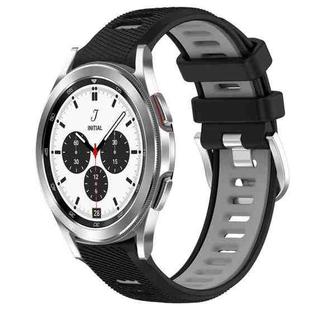 For Samsung  Galaxy Watch4 Classic 42mm 20mm Sports Two-Color Steel Buckle Silicone Watch Band(Black+Grey)