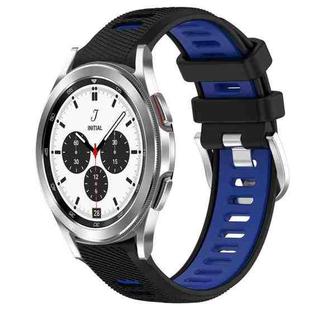 For Samsung  Galaxy Watch4 Classic 42mm 20mm Sports Two-Color Steel Buckle Silicone Watch Band(Black+Blue)