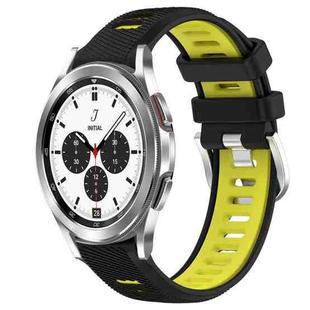 For Samsung  Galaxy Watch4 Classic 42mm 20mm Sports Two-Color Steel Buckle Silicone Watch Band(Black+Lime Green)