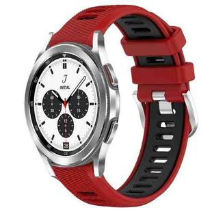 For Samsung  Galaxy Watch4 Classic 42mm 20mm Sports Two-Color Steel Buckle Silicone Watch Band(Red+Black)