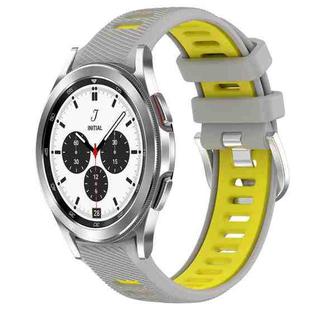 For Samsung  Galaxy Watch4 Classic 42mm 20mm Sports Two-Color Steel Buckle Silicone Watch Band(Grey+Yellow)
