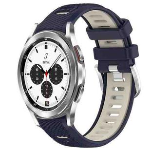 For Samsung  Galaxy Watch4 Classic 42mm 20mm Sports Two-Color Steel Buckle Silicone Watch Band(Midnight Blue+Starlight)
