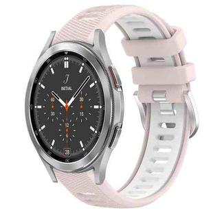 For Samsung  Galaxy Watch4 Classic 46mm 20mm Sports Two-Color Steel Buckle Silicone Watch Band(Pink+White)