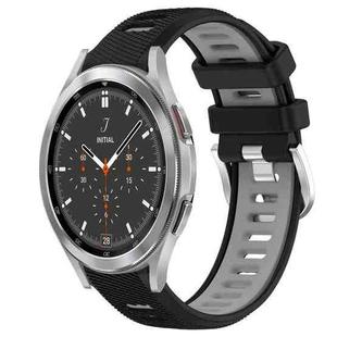 For Samsung  Galaxy Watch4 Classic 46mm 20mm Sports Two-Color Steel Buckle Silicone Watch Band(Black+Grey)