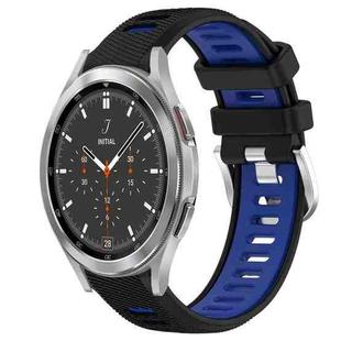 For Samsung  Galaxy Watch4 Classic 46mm 20mm Sports Two-Color Steel Buckle Silicone Watch Band(Black+Blue)