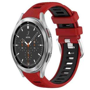 For Samsung  Galaxy Watch4 Classic 46mm 20mm Sports Two-Color Steel Buckle Silicone Watch Band(Red+Black)