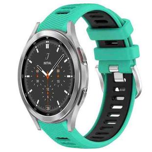 For Samsung  Galaxy Watch4 Classic 46mm 20mm Sports Two-Color Steel Buckle Silicone Watch Band(Lake Blue+Black)