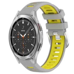 For Samsung  Galaxy Watch4 Classic 46mm 20mm Sports Two-Color Steel Buckle Silicone Watch Band(Grey+Yellow)