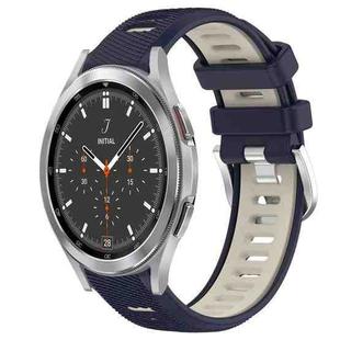 For Samsung  Galaxy Watch4 Classic 46mm 20mm Sports Two-Color Steel Buckle Silicone Watch Band(Midnight Blue+Starlight)