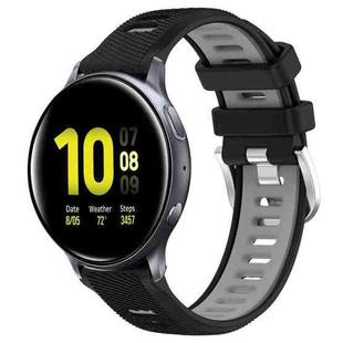 For Samsung Galaxy Watch Active2 40mm 20mm Sports Two-Color Steel Buckle Silicone Watch Band(Black+Grey)