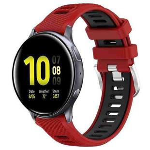 For Samsung Galaxy Watch Active2 40mm 20mm Sports Two-Color Steel Buckle Silicone Watch Band(Red+Black)