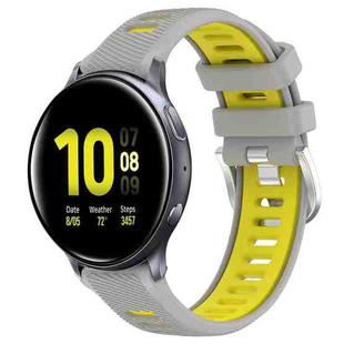 For Samsung Galaxy Watch Active2 40mm 20mm Sports Two-Color Steel Buckle Silicone Watch Band(Grey+Yellow)