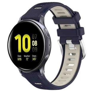 For Samsung Galaxy Watch Active2 40mm 20mm Sports Two-Color Steel Buckle Silicone Watch Band(Midnight Blue+Starlight)