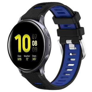 For Samsung Galaxy Watch Active2 44mm 20mm Sports Two-Color Steel Buckle Silicone Watch Band(Black+Blue)