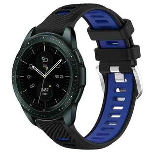 For Samsung Galaxy Watch 42mm 20mm Sports Two-Color Steel Buckle Silicone Watch Band(Black+Blue)