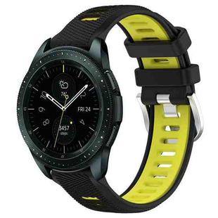 For Samsung Galaxy Watch 42mm 20mm Sports Two-Color Steel Buckle Silicone Watch Band(Black+Lime Green)