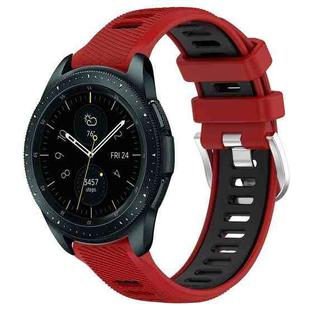 For Samsung Galaxy Watch 42mm 20mm Sports Two-Color Steel Buckle Silicone Watch Band(Red+Black)