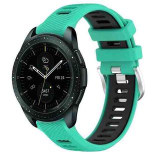 For Samsung Galaxy Watch 42mm 20mm Sports Two-Color Steel Buckle Silicone Watch Band(Lake Blue+Black)