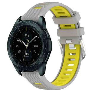 For Samsung Galaxy Watch 42mm 20mm Sports Two-Color Steel Buckle Silicone Watch Band(Grey+Yellow)