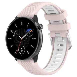 For Samsung Galaxy Watch 6 Classic 47mm 20mm Sports Two-Color Steel Buckle Silicone Watch Band(Pink+White)