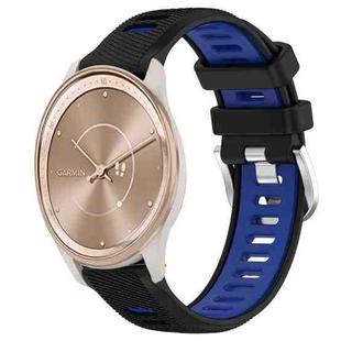 For Garmin move Trend 20mm Sports Two-Color Steel Buckle Silicone Watch Band(Black+Blue)