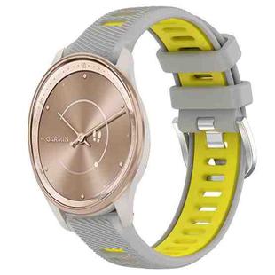 For Garmin move Trend 20mm Sports Two-Color Steel Buckle Silicone Watch Band(Grey+Yellow)