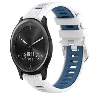 For Garmin Vivomove Sport 20mm Sports Two-Color Steel Buckle Silicone Watch Band(White+Blue)