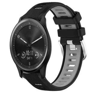 For Garmin Vivomove Sport 20mm Sports Two-Color Steel Buckle Silicone Watch Band(Black+Grey)