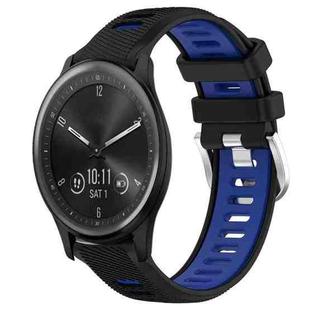 For Garmin Vivomove Sport 20mm Sports Two-Color Steel Buckle Silicone Watch Band(Black+Blue)