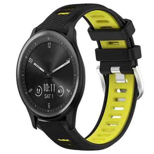 For Garmin Vivomove Sport 20mm Sports Two-Color Steel Buckle Silicone Watch Band(Black+Lime Green)