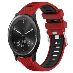 For Garmin Vivomove Sport 20mm Sports Two-Color Steel Buckle Silicone Watch Band(Red+Black)