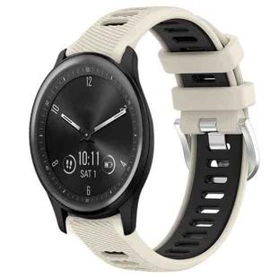 For Garmin Vivomove Sport 20mm Sports Two-Color Steel Buckle Silicone Watch Band(Starlight+Black)