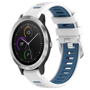 For Garmin Vivoactive3 20mm Sports Two-Color Steel Buckle Silicone Watch Band(White+Blue)