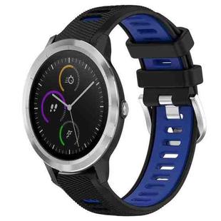 For Garmin Vivoactive3 20mm Sports Two-Color Steel Buckle Silicone Watch Band(Black+Blue)