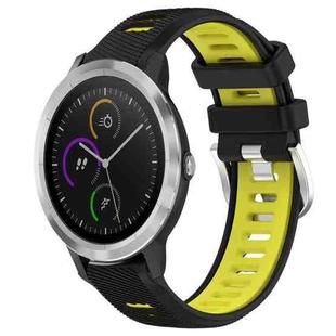 For Garmin Vivoactive3 20mm Sports Two-Color Steel Buckle Silicone Watch Band(Black+Lime Green)