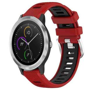 For Garmin Vivoactive3 20mm Sports Two-Color Steel Buckle Silicone Watch Band(Red+Black)