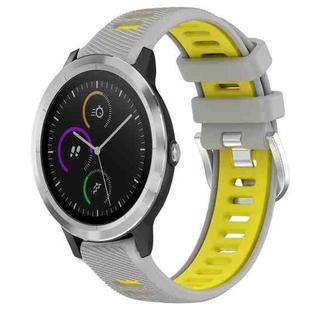 For Garmin Vivoactive3 20mm Sports Two-Color Steel Buckle Silicone Watch Band(Grey+Yellow)