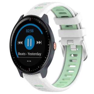 For Garmin Vivoactive3 Music 20mm Sports Two-Color Steel Buckle Silicone Watch Band(White+Teal)