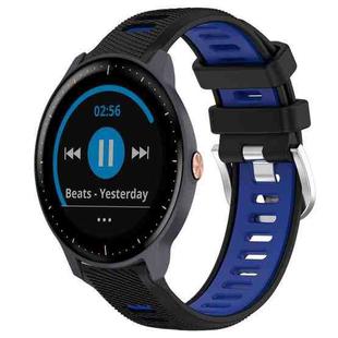 For Garmin Vivoactive3 Music 20mm Sports Two-Color Steel Buckle Silicone Watch Band(Black+Blue)