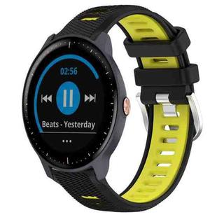 For Garmin Vivoactive3 Music 20mm Sports Two-Color Steel Buckle Silicone Watch Band(Black+Lime Green)