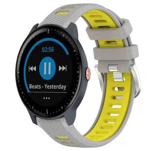 For Garmin Vivoactive3 Music 20mm Sports Two-Color Steel Buckle Silicone Watch Band(Grey+Yellow)