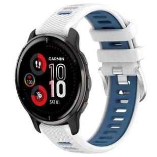 For Garmin Venu 2 Plus 20mm Sports Two-Color Steel Buckle Silicone Watch Band(White+Blue)