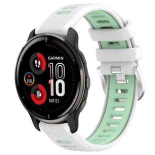 For Garmin Venu 2 Plus 20mm Sports Two-Color Steel Buckle Silicone Watch Band(White+Teal)