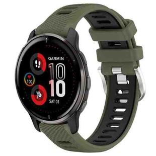 For Garmin Venu 2 Plus 20mm Sports Two-Color Steel Buckle Silicone Watch Band(Army Green+Black)