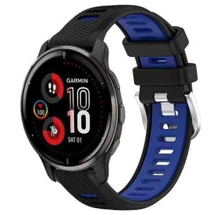 For Garmin Venu 2 Plus 20mm Sports Two-Color Steel Buckle Silicone Watch Band(Black+Blue)