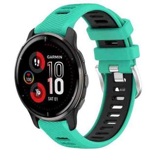 For Garmin Venu 2 Plus 20mm Sports Two-Color Steel Buckle Silicone Watch Band(Lake Blue+Black)