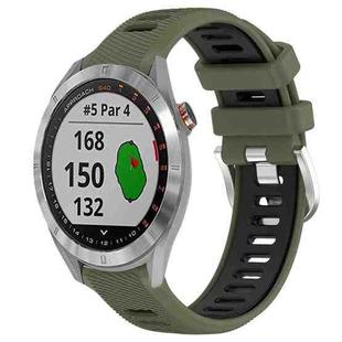 For Garmin Approach S40 20mm Sports Two-Color Steel Buckle Silicone Watch Band(Army Green+Black)