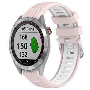 For Garmin Approach S40 20mm Sports Two-Color Steel Buckle Silicone Watch Band(Pink+White)